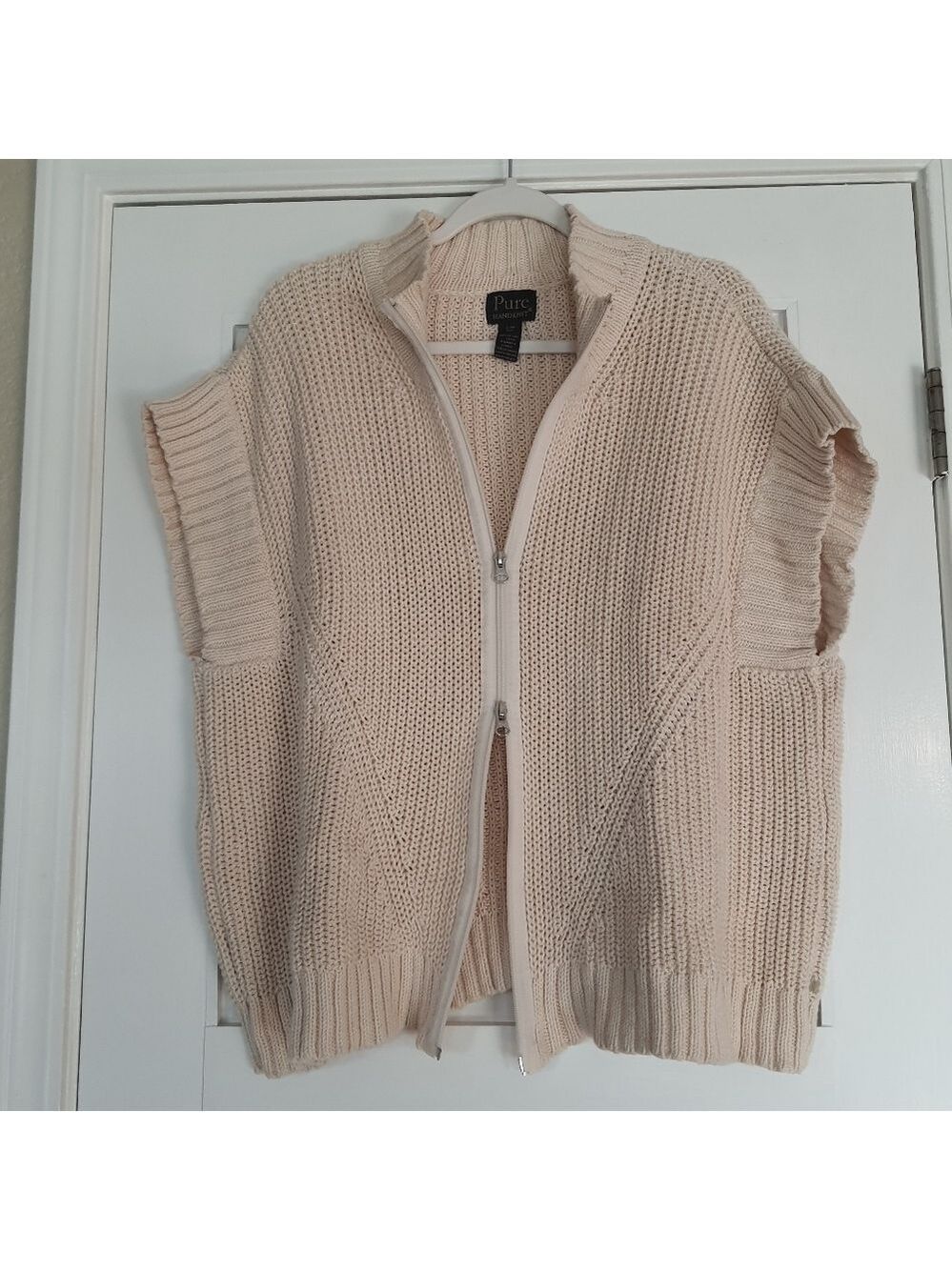 Pure Handknit Katherine Sweater Poncho Womens S/M Cream SS Oversized - Picture 10 of 14